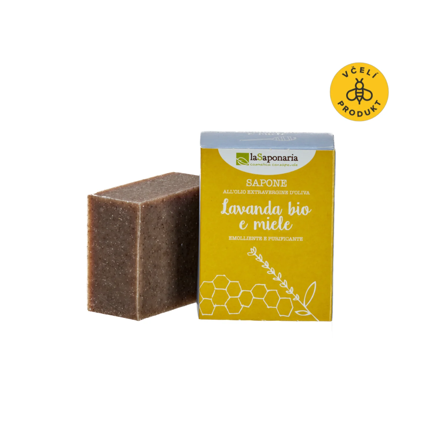 laSaponaria Tuhé olivové mydlo BIO - Med a levanduľa (100 g) - vhodné na telo aj na tvár