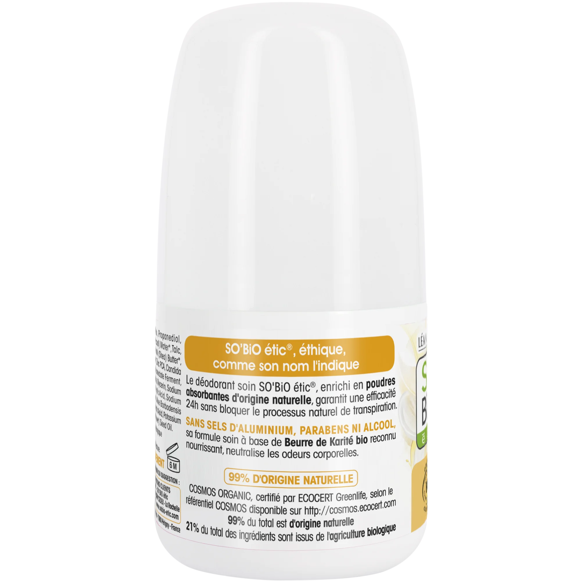 SO’BiO étic Dezodorant roll-on 24h Nutrition+ s BIO karité (50 ml) - účinný až 24 hodín